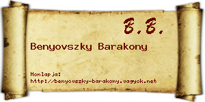 Benyovszky Barakony névjegykártya